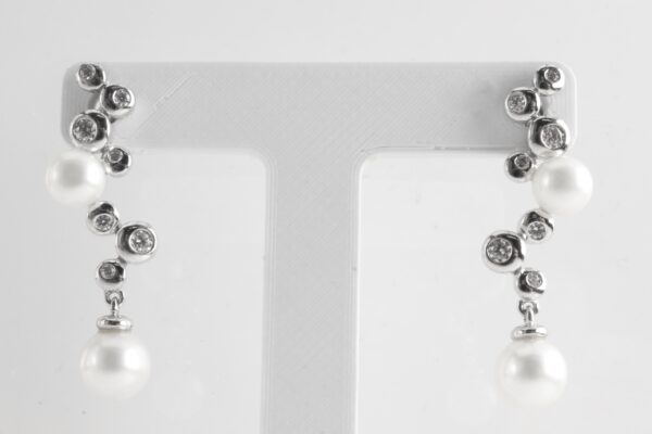 Ohrstecker in Sterlingsilber mit SWZ - Perle und Zirkonia – Bild 3