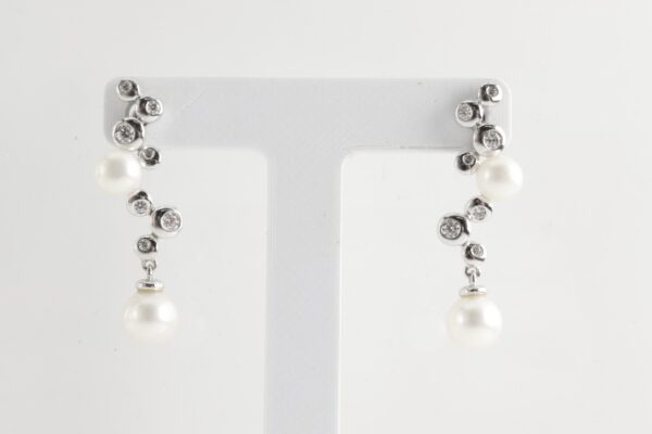 Ohrstecker in Sterlingsilber mit SWZ - Perle und Zirkonia – Bild 4