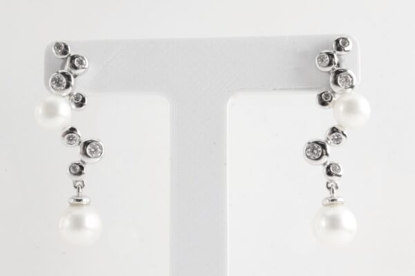 Ohrstecker in Sterlingsilber mit SWZ - Perle und Zirkonia – Bild 5
