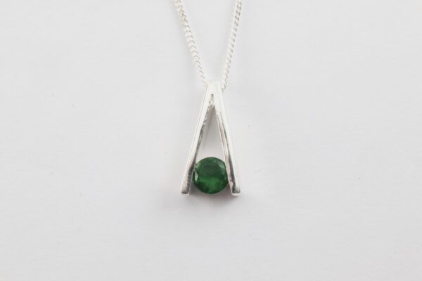 Collier Sterlingsilber mit grünem Glasstein – Bild 5