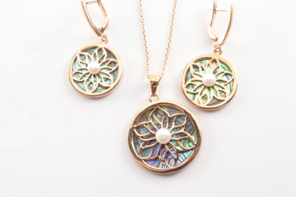 Schmuckset in Sterlingsilber mit Rotgold vergoldet – Bild 2