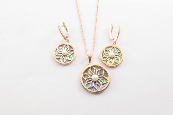 Schmuckset in Sterlingsilber mit Rotgold vergoldet – Bild 3