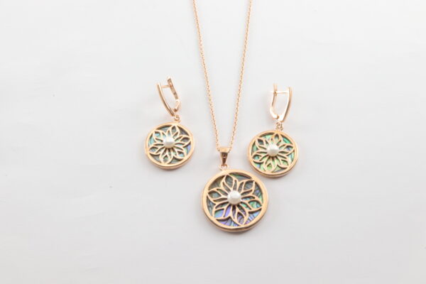 Schmuckset in Sterlingsilber mit Rotgold vergoldet – Bild 4