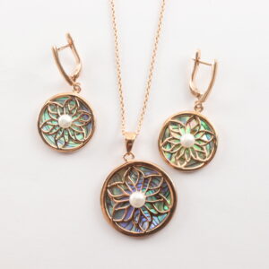 Schmuckset in Sterlingsilber mit Rotgold vergoldet