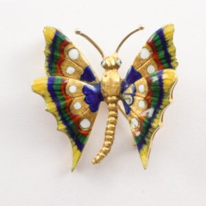 wunderschöner Schmetterling Brosche in Gelbgold