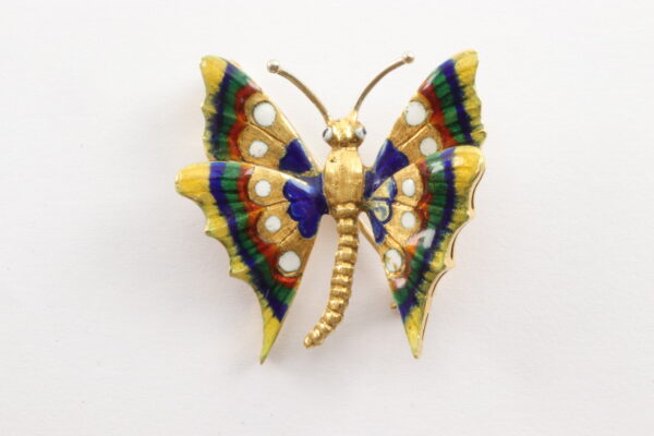 wunderschöner Schmetterling Brosche in Gelbgold