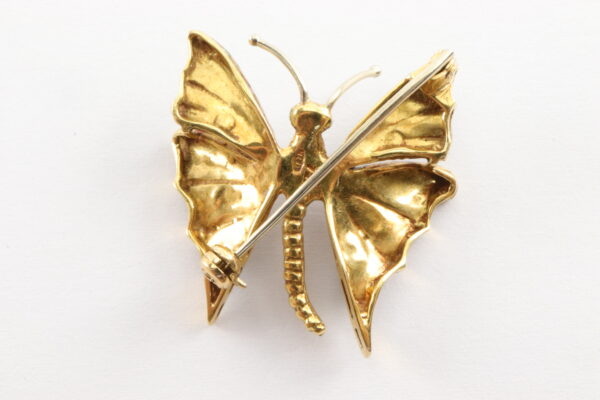 wunderschöner Schmetterling Brosche in Gelbgold – Bild 5