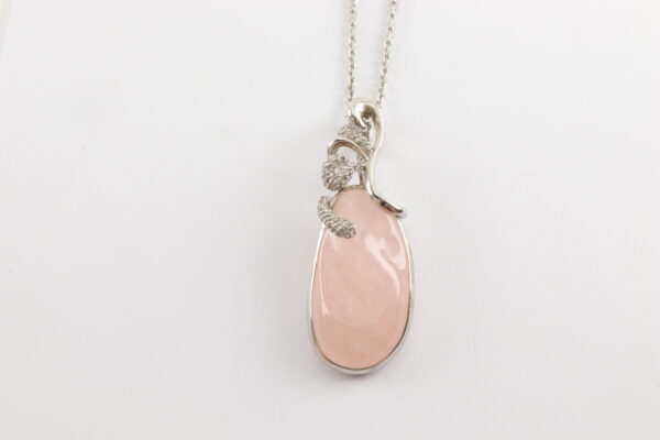 Collier in Sterlingsilber mit Rosenquarz – Bild 4