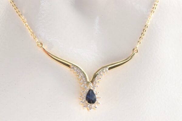 Collier in Sterlingsilber vergoldet mit Saphir – Bild 2