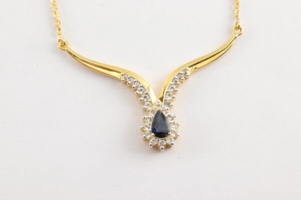 Collier in Sterlingsilber vergoldet mit Saphir – Bild 4