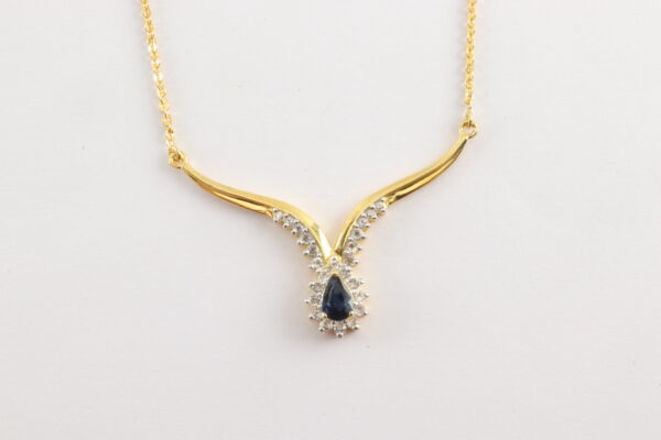Collier in Sterlingsilber vergoldet mit Saphir – Bild 5