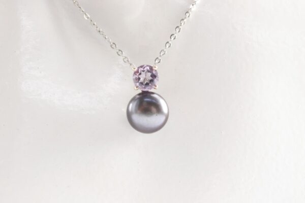 Schmuckset in Sterlingsilber mit Tahitiperle z.T. vergoldet – Bild 3