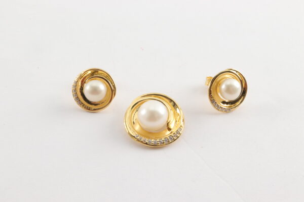 Schmuckset in Sterlingsilber vergoldet mit Perle – Bild 3