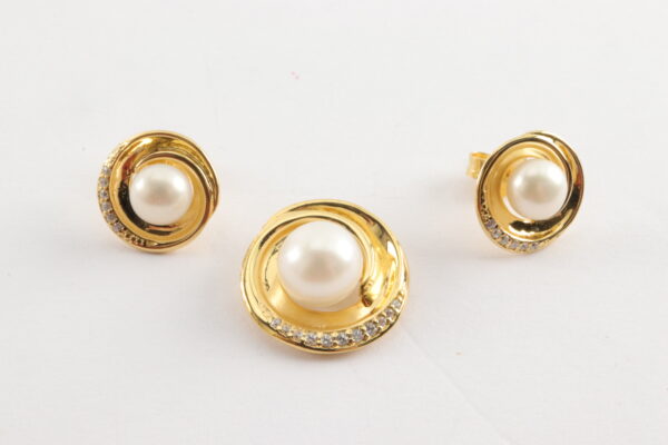 Schmuckset in Sterlingsilber vergoldet mit Perle – Bild 4