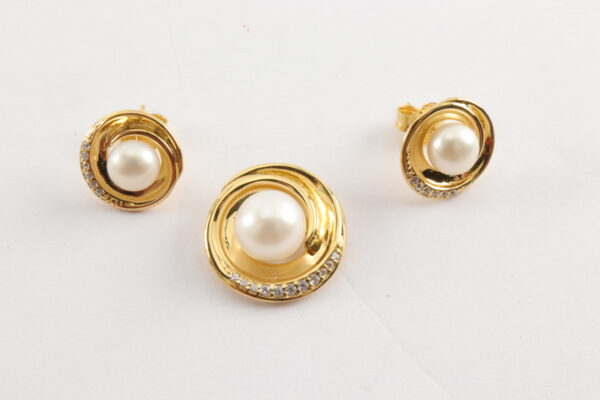 Schmuckset in Sterlingsilber vergoldet mit Perle – Bild 5