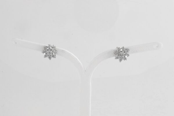 kleine Ohrstecker Blume in Gelbgold mit Diamanten – Bild 8