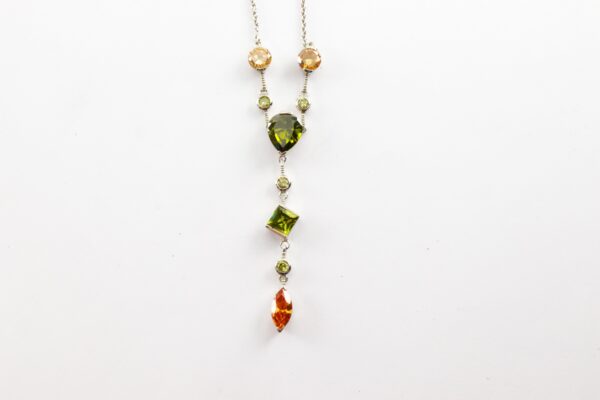 Collier in Sterlingsilber mit synth. Color-Steinen – Bild 2
