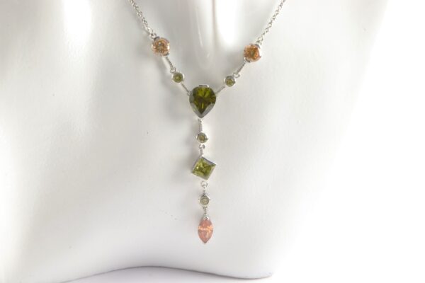 Collier in Sterlingsilber mit synth. Color-Steinen