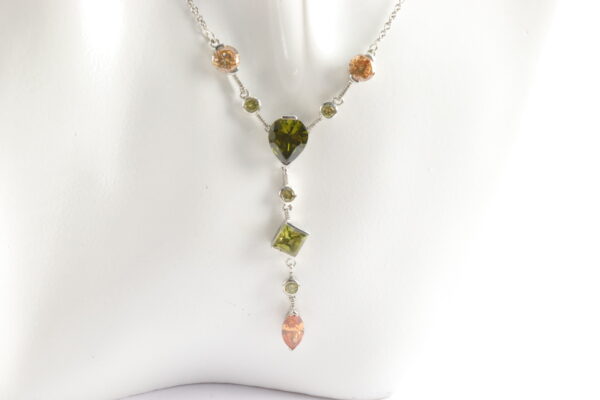 Collier in Sterlingsilber mit synth. Color-Steinen – Bild 4