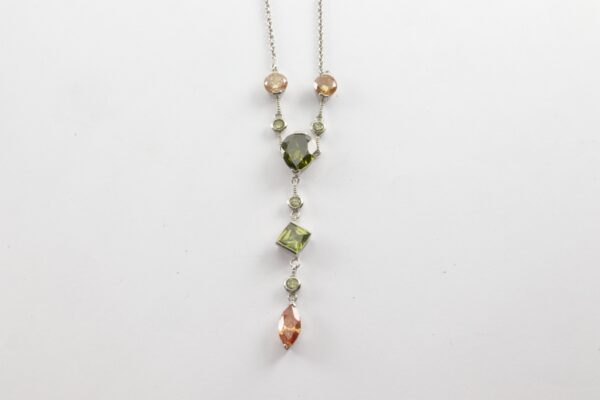 Collier in Sterlingsilber mit synth. Color-Steinen – Bild 5