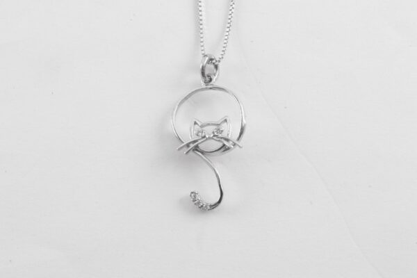 feine Kette  mit einer Katze in Sterlingsilber