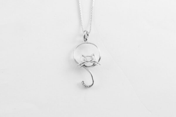 feine Kette  mit einer Katze in Sterlingsilber – Bild 3