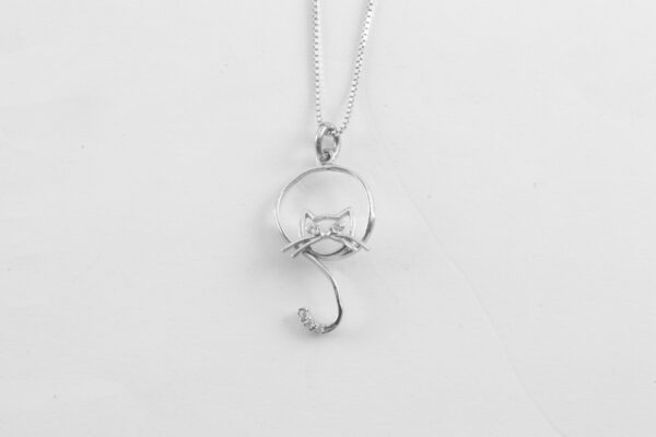 feine Kette  mit einer Katze in Sterlingsilber – Bild 4