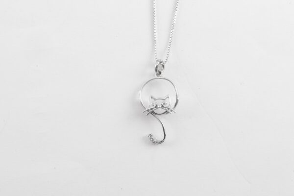 feine Kette  mit einer Katze in Sterlingsilber – Bild 5