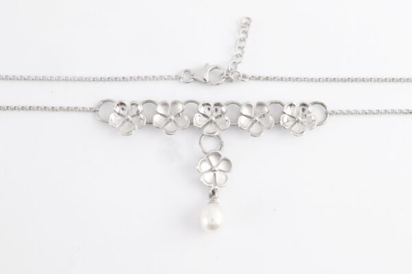Collier in Sterlingsilber mit Perle z.T. mattiert – Bild 6