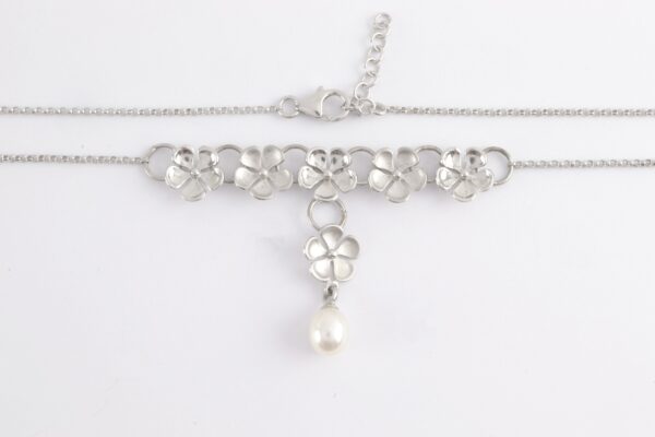 Collier in Sterlingsilber mit Perle z.T. mattiert – Bild 7