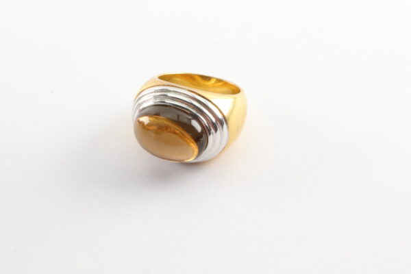 Ring in Sterlingsilber z.T. vergoldet mit Rauchquarz