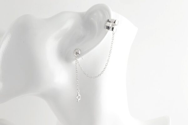 Ohrstecker und Ohrspange in Sterlingsilber mit Diamant – Bild 2
