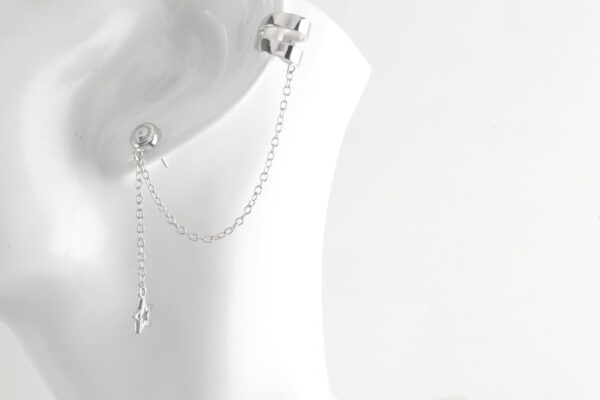 Ohrstecker und Ohrspange in Sterlingsilber mit Diamant – Bild 3