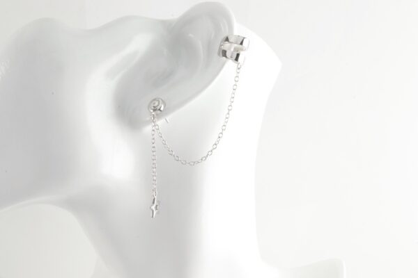 Ohrstecker und Ohrspange in Sterlingsilber mit Diamant – Bild 4