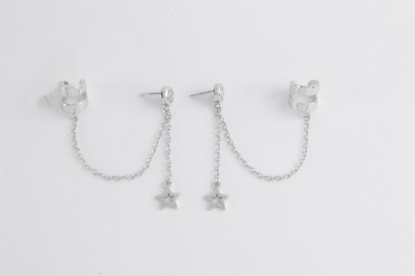 Ohrstecker und Ohrspange in Sterlingsilber mit Diamant – Bild 6