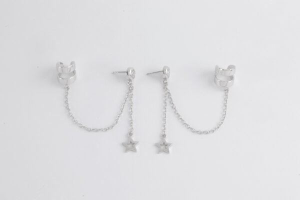 Ohrstecker und Ohrspange in Sterlingsilber mit Diamant – Bild 7