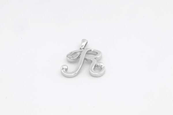 Buchstabe "R" in Sterlingsilber rhodiniert mit Diamant – Bild 5