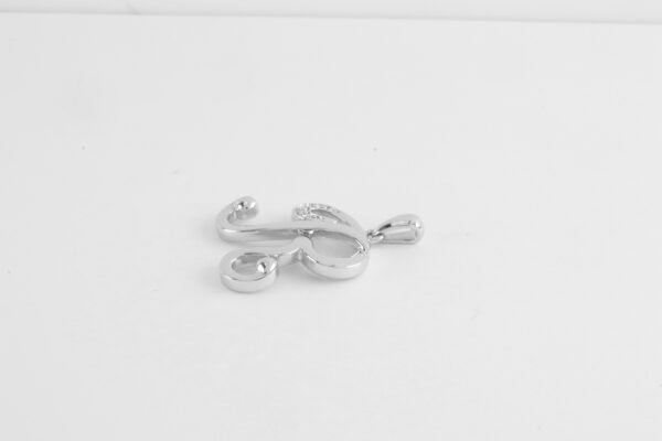 Buchstabe "R" in Sterlingsilber rhodiniert mit Diamant – Bild 2