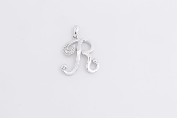 Buchstabe "R" in Sterlingsilber rhodiniert mit Diamant – Bild 7