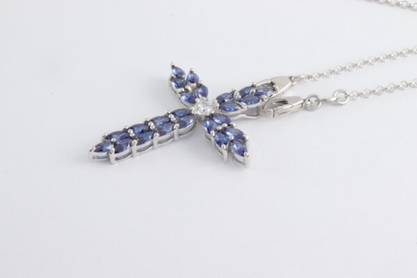 Kreuz mit Kette in Sterlingsilber rhodiniert – Bild 7