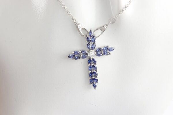 Kreuz mit Kette in Sterlingsilber rhodiniert
