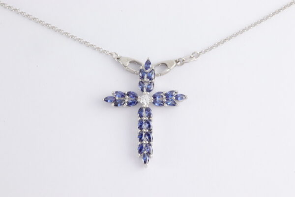 Kreuz mit Kette in Sterlingsilber rhodiniert – Bild 4