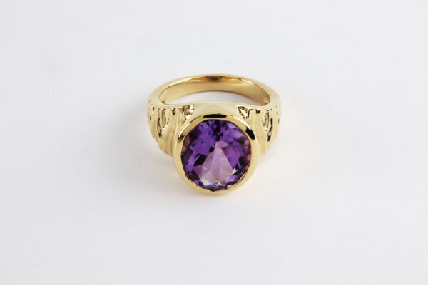 feiner Ring in Sterlingsilber vergoldet mit Amethyst – Bild 2
