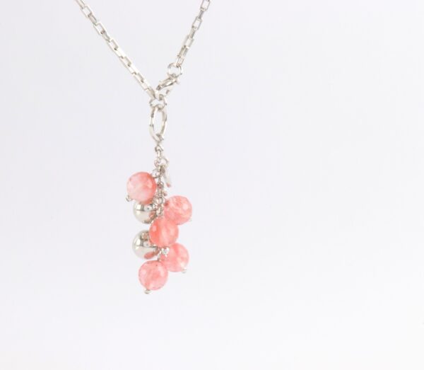 Collier in Sterlingsilber rhodiniert mit Rosenquarz – Bild 2