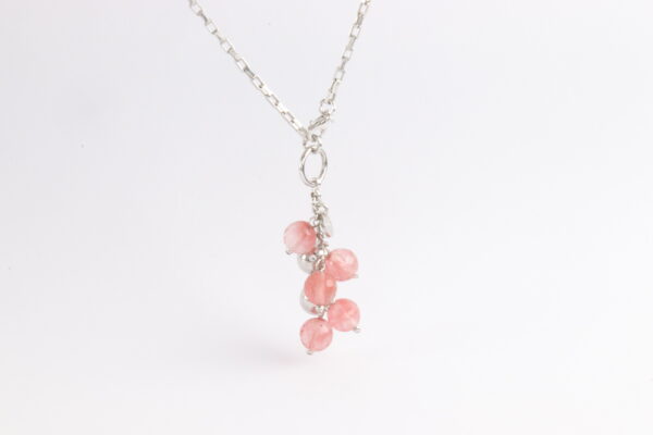 Collier in Sterlingsilber rhodiniert mit Rosenquarz – Bild 3