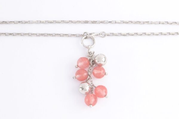 Collier in Sterlingsilber rhodiniert mit Rosenquarz – Bild 5