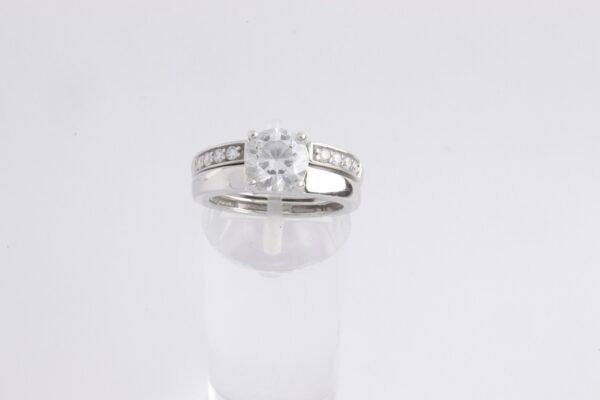 Damenring in Sterlingsilber rhodiniert mit Zirkonia – Bild 2