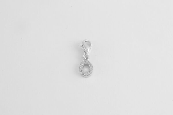 Buchstabe  "  O  "  inSterlingsilber rhodiniert mit Zirkonia