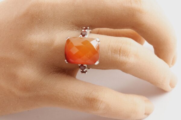 Ring in Sterlingsilber mit Karneol und Granat – Bild 4