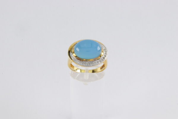 Ring in Sterlingsilber vergoldet mit Chalcedon und Diamant – Bild 2